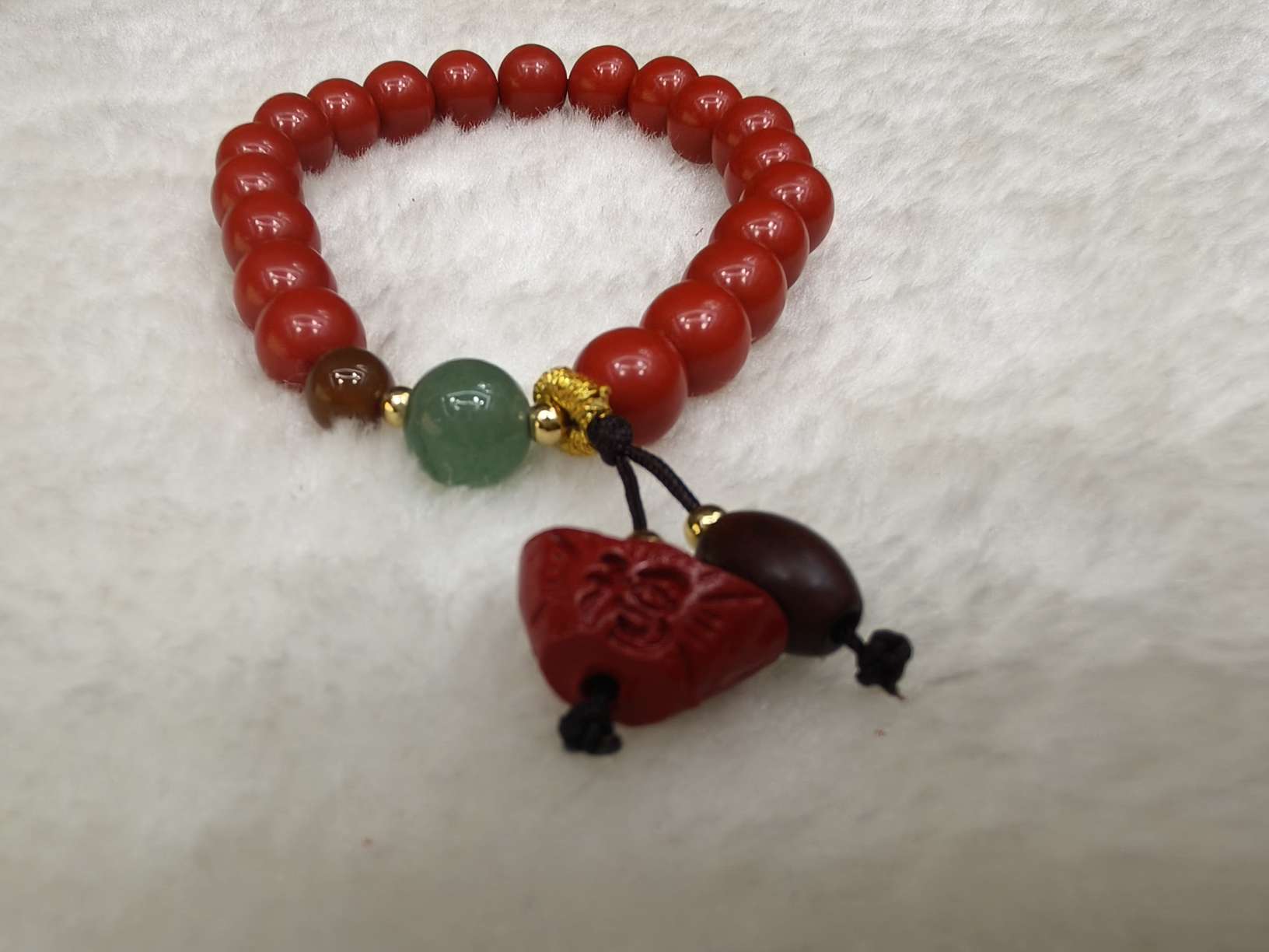 New Chinese-style cinnabar bracelet, ingot pendant, retro and simple purple gold sand bracelet, niche accessories for women Item Picture