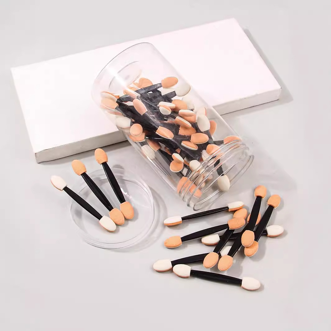 Multi-color double-headed sponge eyeshadow brush, nail smuder brush, eye makeup tools, travel portable 50-piece box set details Picture