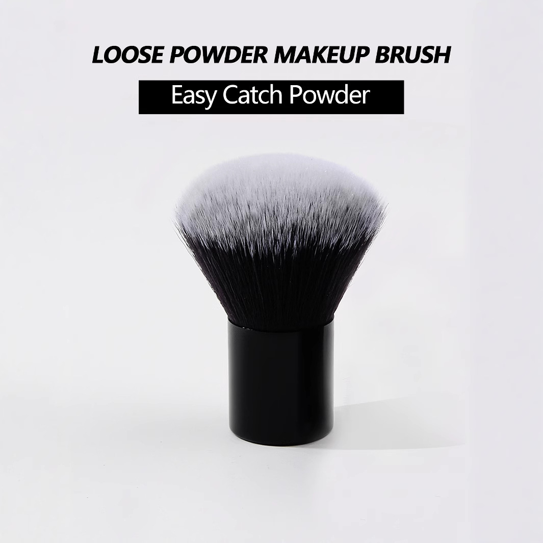 Black aluminum tube large loose powder and honey powder professional makeup brush, easy to place, soft and does not absorb powder, blush high-gloss nail brush full figure