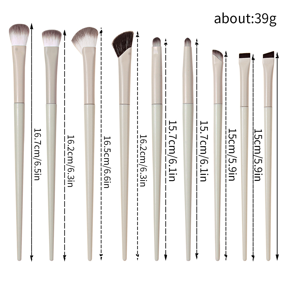 New 9-piece cloud porcelain eye brush set: Eye smudging brush, eye contour brush, blade eyeliner brush, detail brush, beauty tools Item Picture