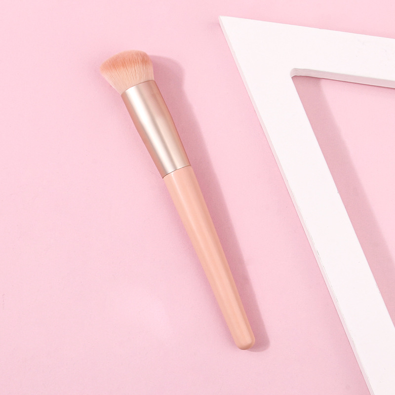 New 170 angled foundation brush, facial contactor brush, portable soft bristle makeup brush, high-gloss brightening blush brush Specification drawing
