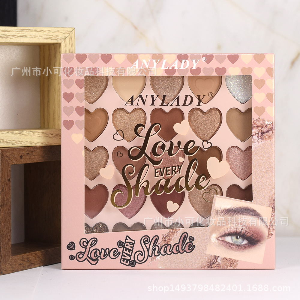 8186 Multi-color heart-shaped EYESHADOW, 25 colors ANYLADY Pearlescent Matte Golden Lion EYESHADOW PALETTE details Picture