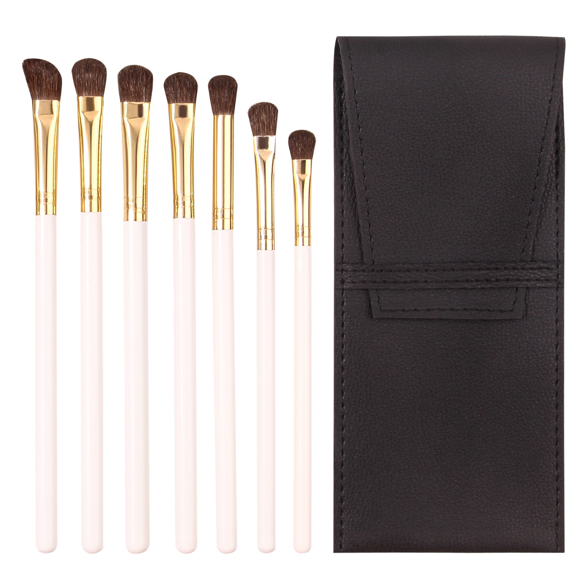 PU packaging 7-piece horsehair eyeshadow brush Eye detail makeup brush set, complete set of eyeshadow brushes in stock for wholesale Item Picture