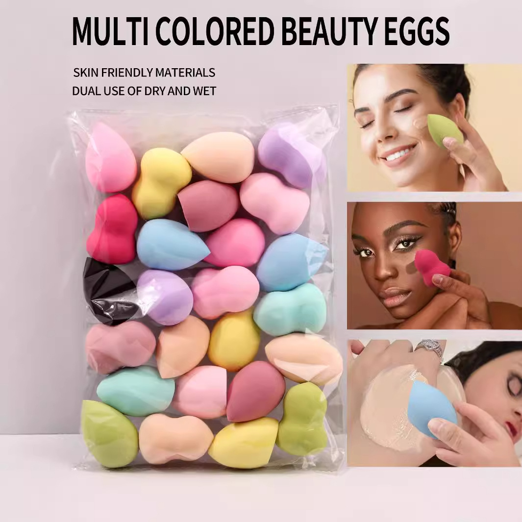 Dry and wet dual-purpose sponge beauty egg cushion powder puff, extremely soft, non-powder-eating makeup gourd water drop, diagonally cut, multi-color mixed mix full figure
