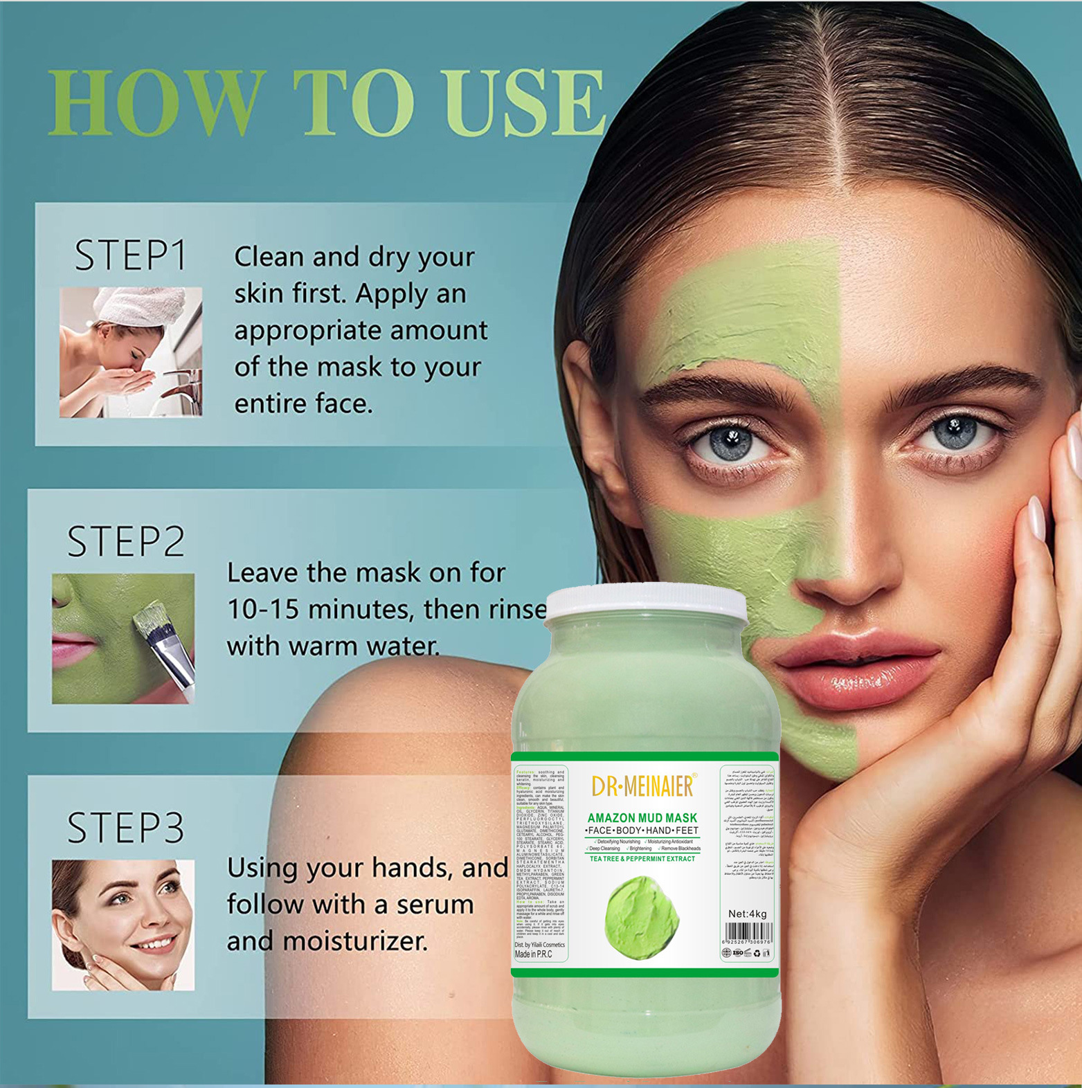 Cross-border exclusive VC Brightening Mud Mask, Oil Control, Blackhead Removal, Cleansing Mud Mask, Hydrating and Moisturizing Application Mask Cream 4kg details Picture