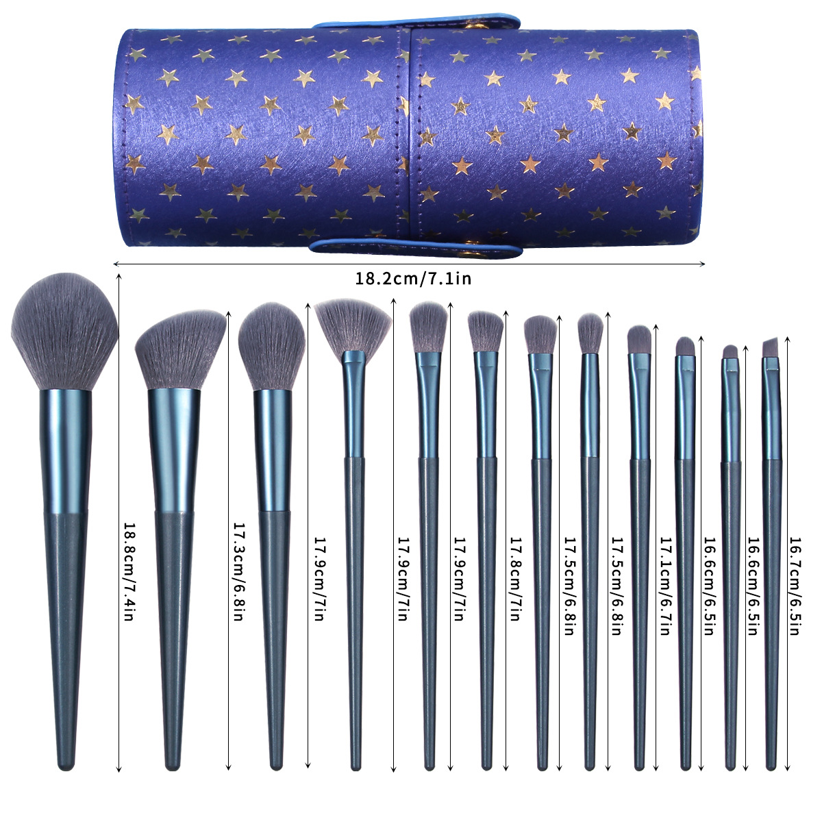 Portable and soft 12-tube makeup brushes, loose powder concealer brushes, eyeshadow brushes, complete set storage, cylindrical makeup brushes in stock for direct sale Application Scenario