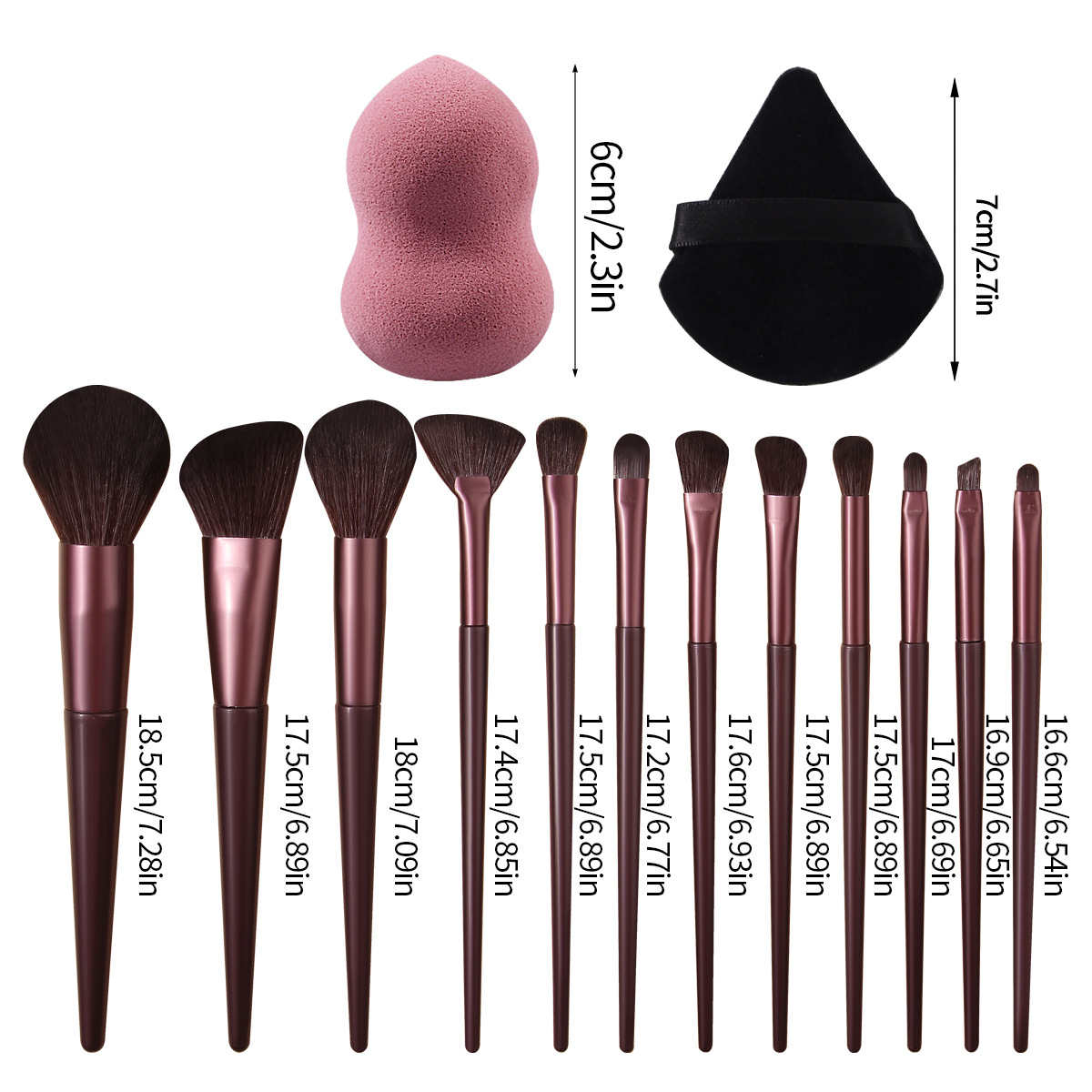 12 chocolate-colored makeup brushes set, full set of loose powder, blush, contouring eyeshadow brushes, sponge egg triangular powder puff Application Scenario