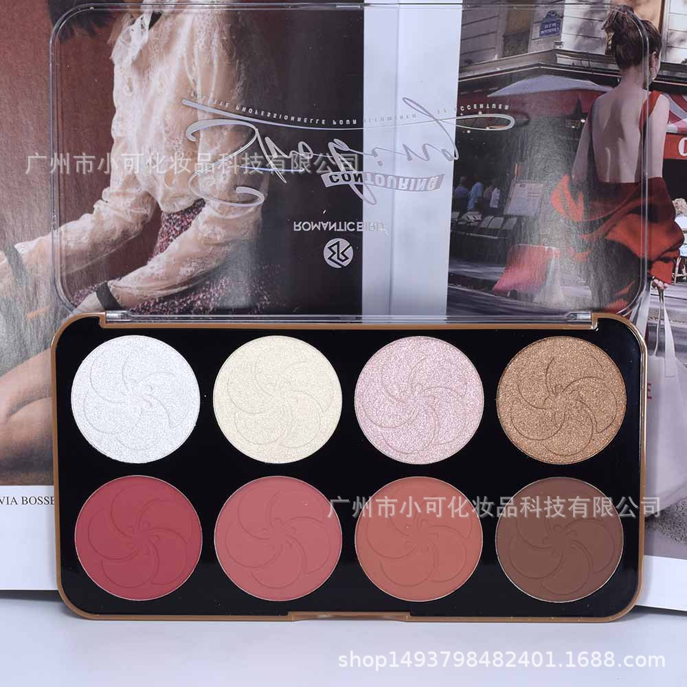 F614 Round Export Cross-border ROMANTIC BIRD Eight-color Blush Eyeshadow Highlight Contouring Makeup Set makeu details Picture