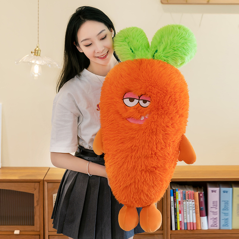 New cute long-haired carrot plush toy, expression monster figurine, ugly and adorable doll, birthday gift Specification drawing