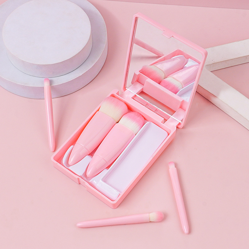5 pieces of makeup brush box, mini for business trips and travel, portable eyeshadow brush with details, mirror foundation brush Application Scenario
