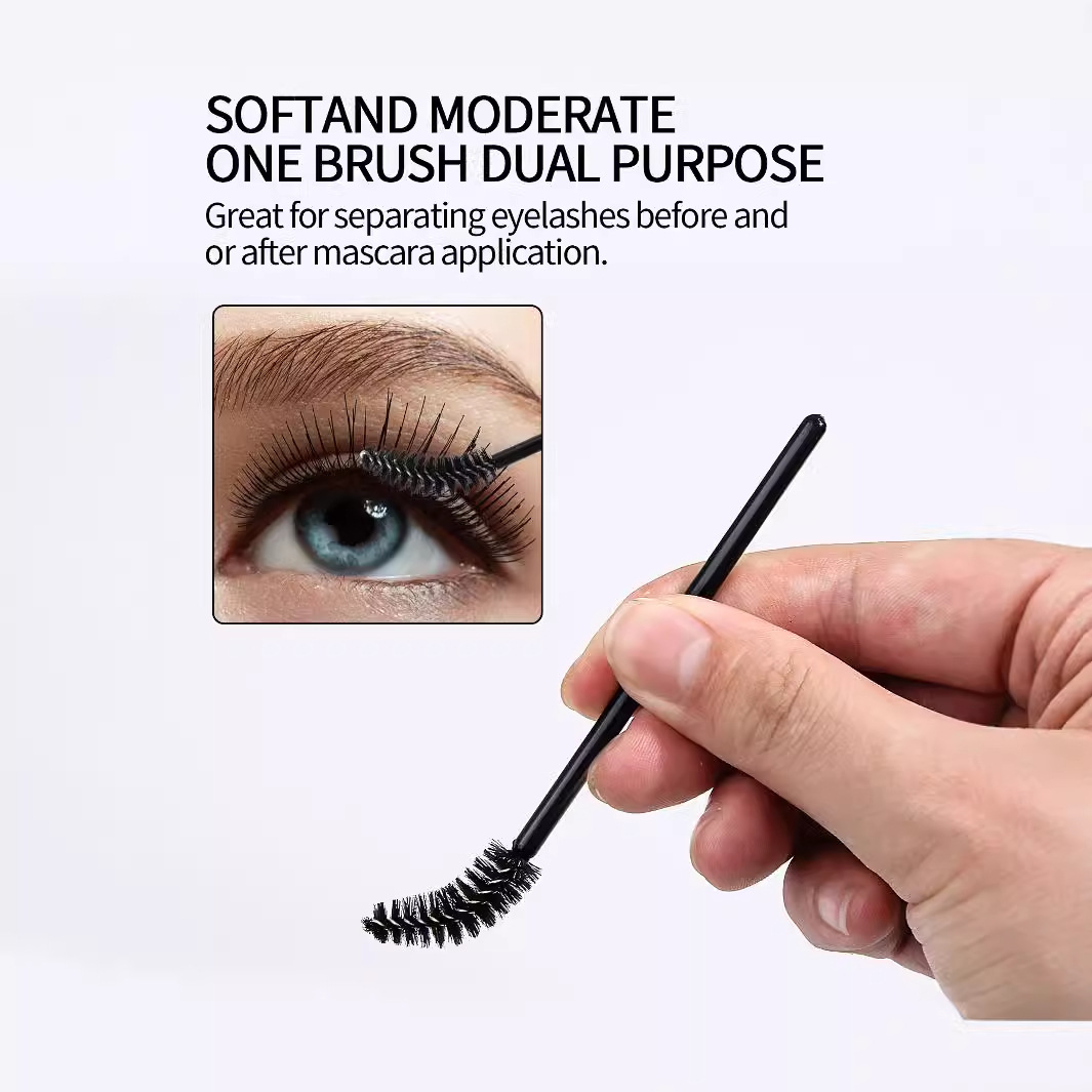 In stock: disposable mascara brush with adjustable elbow, portable spiral eyebrow brush, and eyelash extension dual-purpose makeup brush details Picture