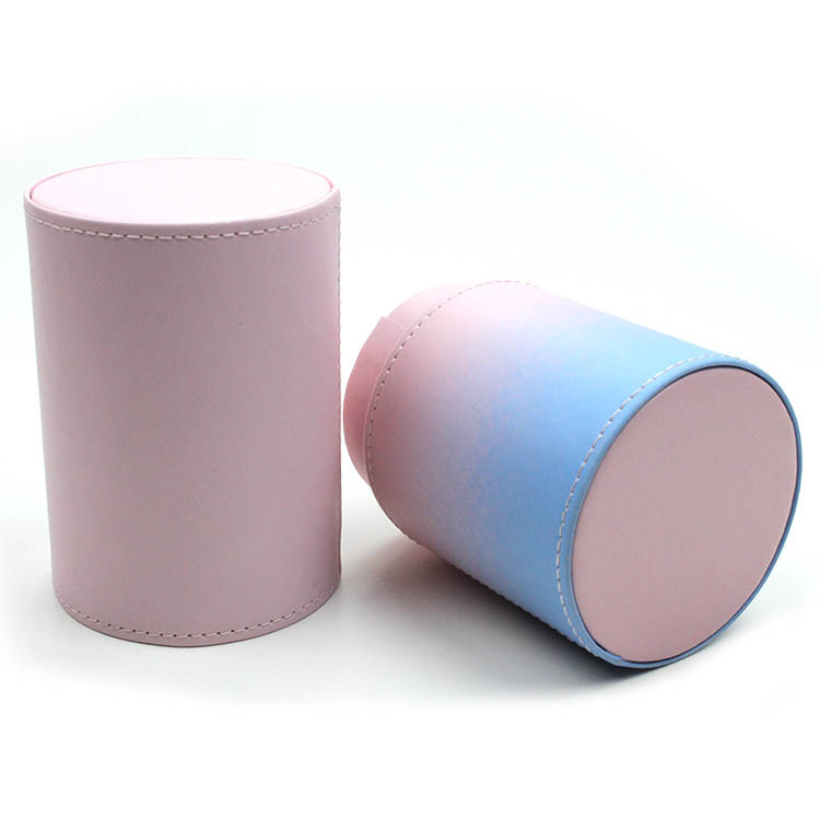 Blue and pink gradient PU makeup brush holder, complete set of makeup brush storage bag, large-capacity makeup holder, desktop storage holder Item Picture