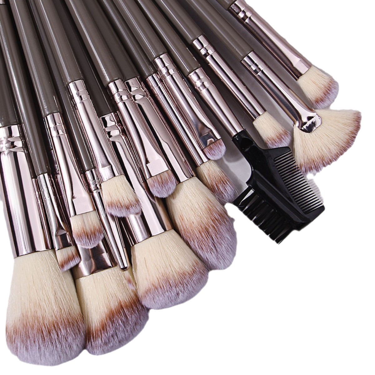 Champagne-colored professional makeup set brush, double-headed eyelash brush, eyebrow comb, soft-bristled beauty brush, high-end makeup tools in stock Item Picture