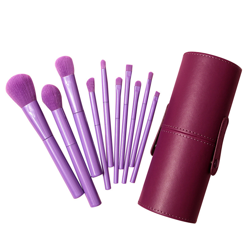Purple Sweet Potato 10 makeup Brushes for beginners, portable travel set brushes, factory direct sales, soft bristle loose powder setting brushes, eyeshadow brushes Item Picture