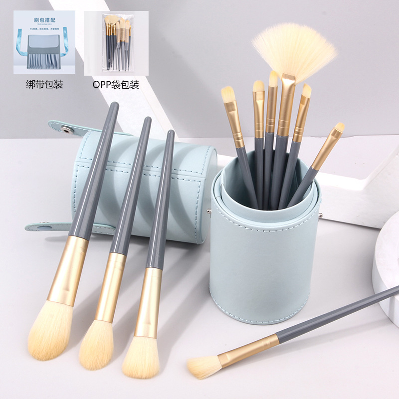 Wholesale of 10 makeup brushes, complete set of Blue Bridge makeup brushes, eyeshadow brushes, portable concealer brushes, and beauty tools full figure