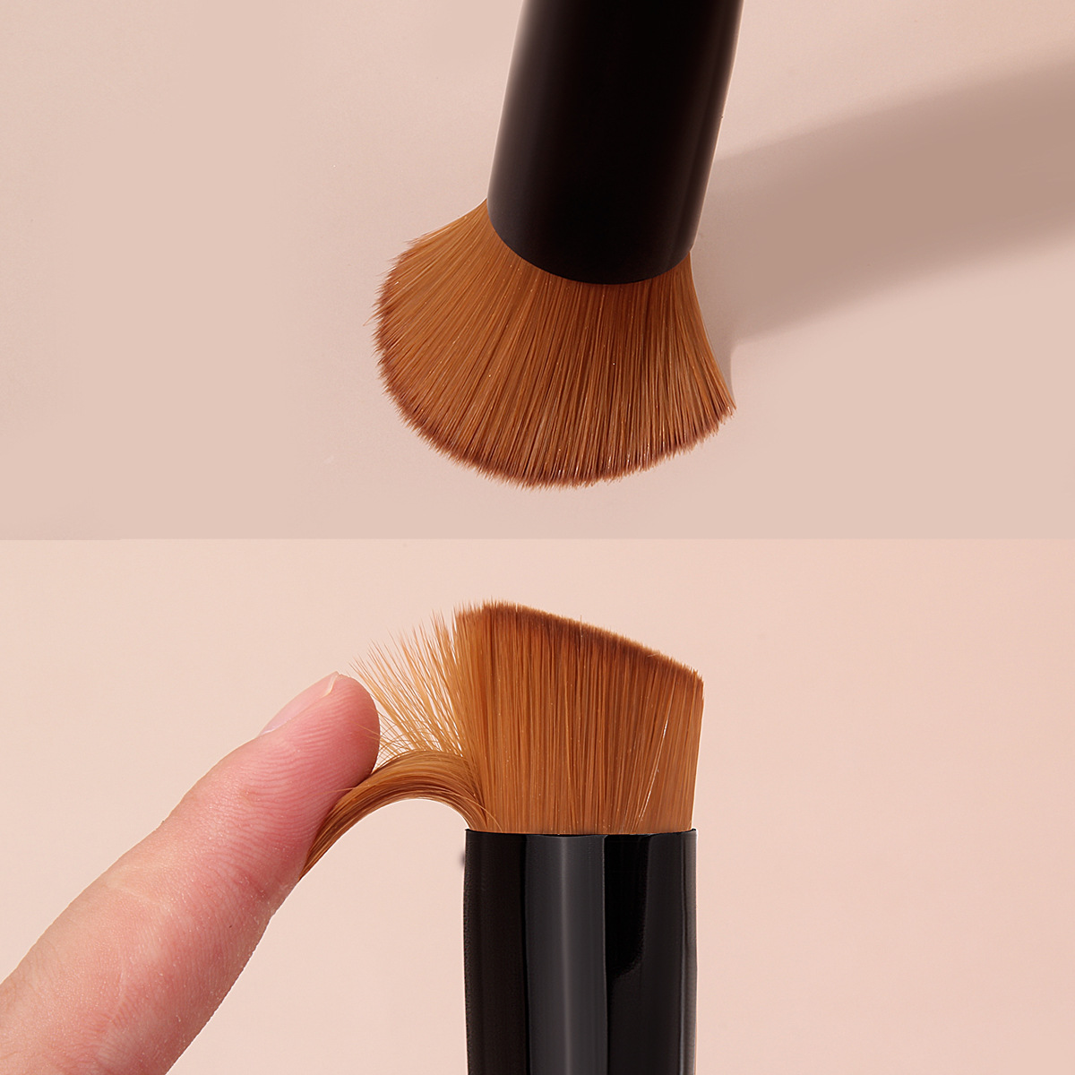 Beginner's single angled foundation brush, mask brush, portable wooden handle beauty makeup brush, makeup tools in stock for wholesale Specification drawing