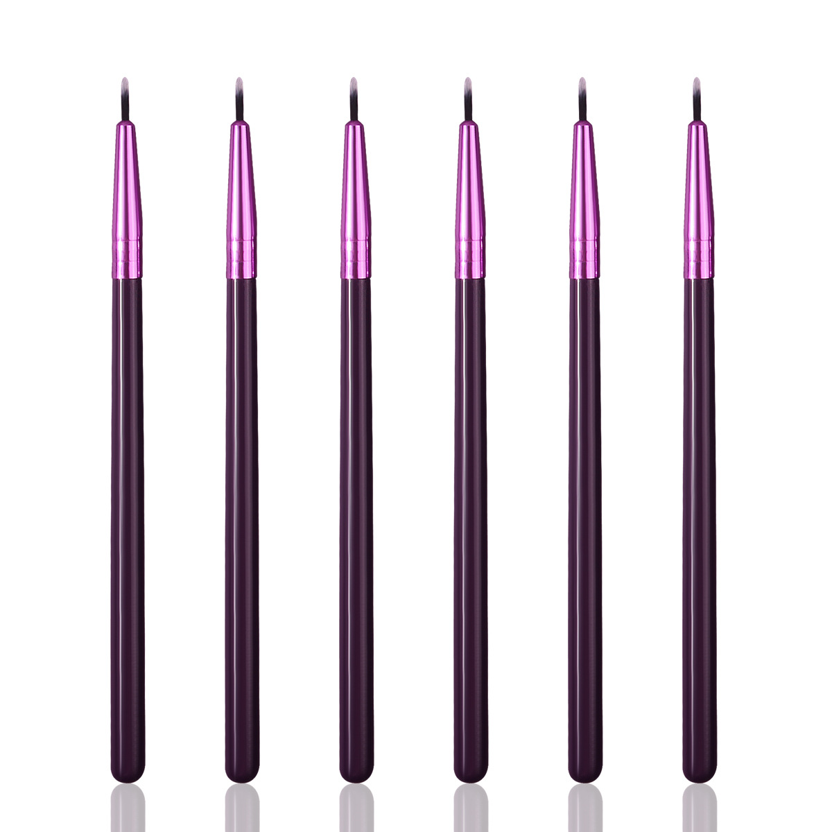 6-piece purple wooden-handled eyeliner brush, multi-functional nail brush, nail plate pull thread, painted and carved phototherapy brush in stock full figure