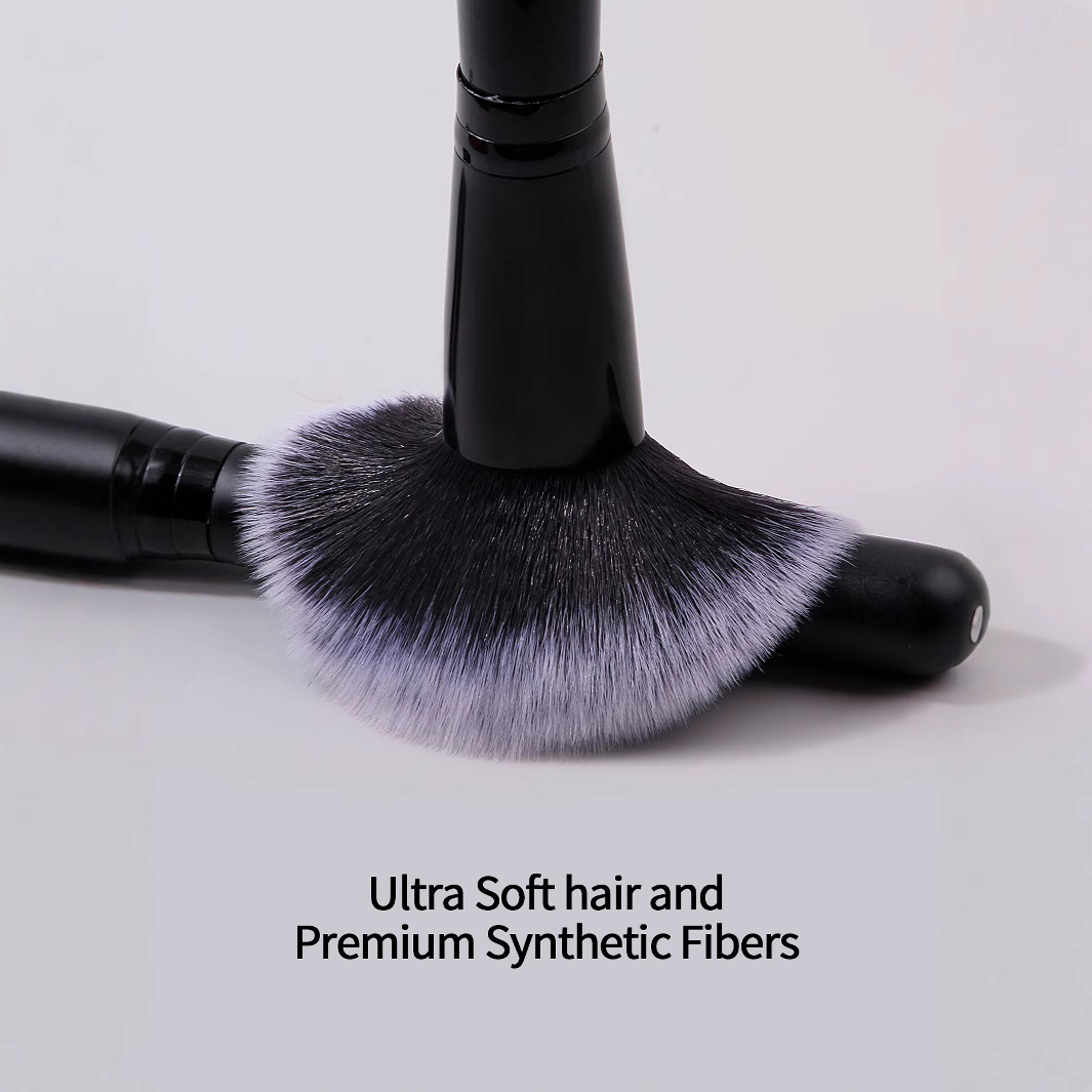 Wholesale price of single large black wooden handle loose brush blush brush, multi-functional makeup brush, soft bristle portable high-gloss brush Specification drawing