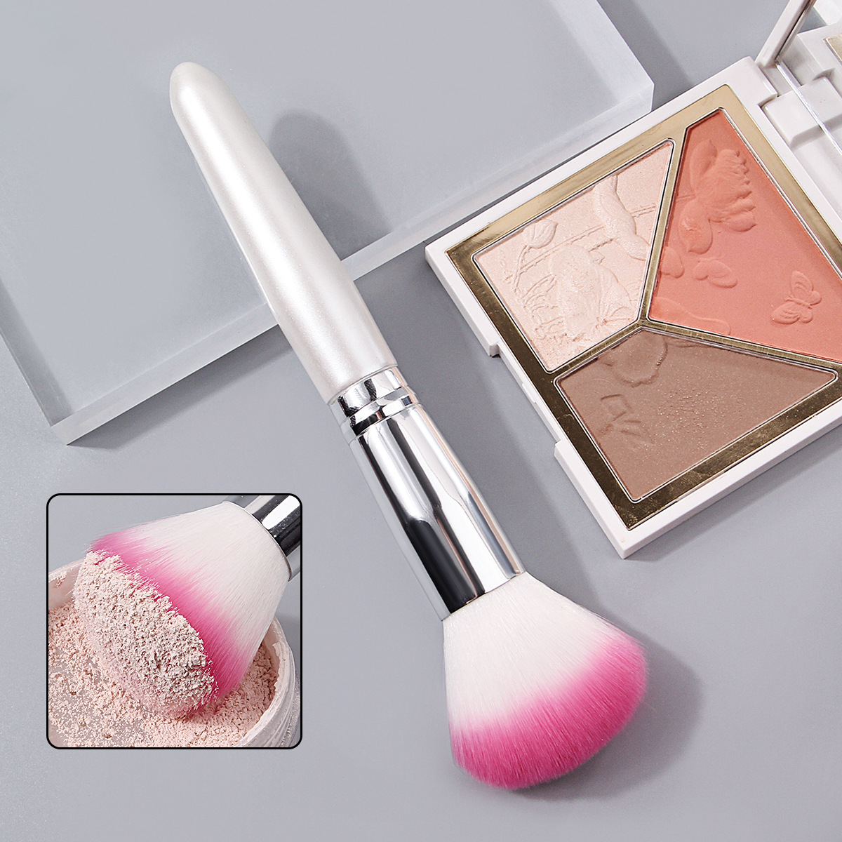 In stock, large wooden-handled makeup brush, blush brush, beginner's multi-functional beauty tool Specification drawing