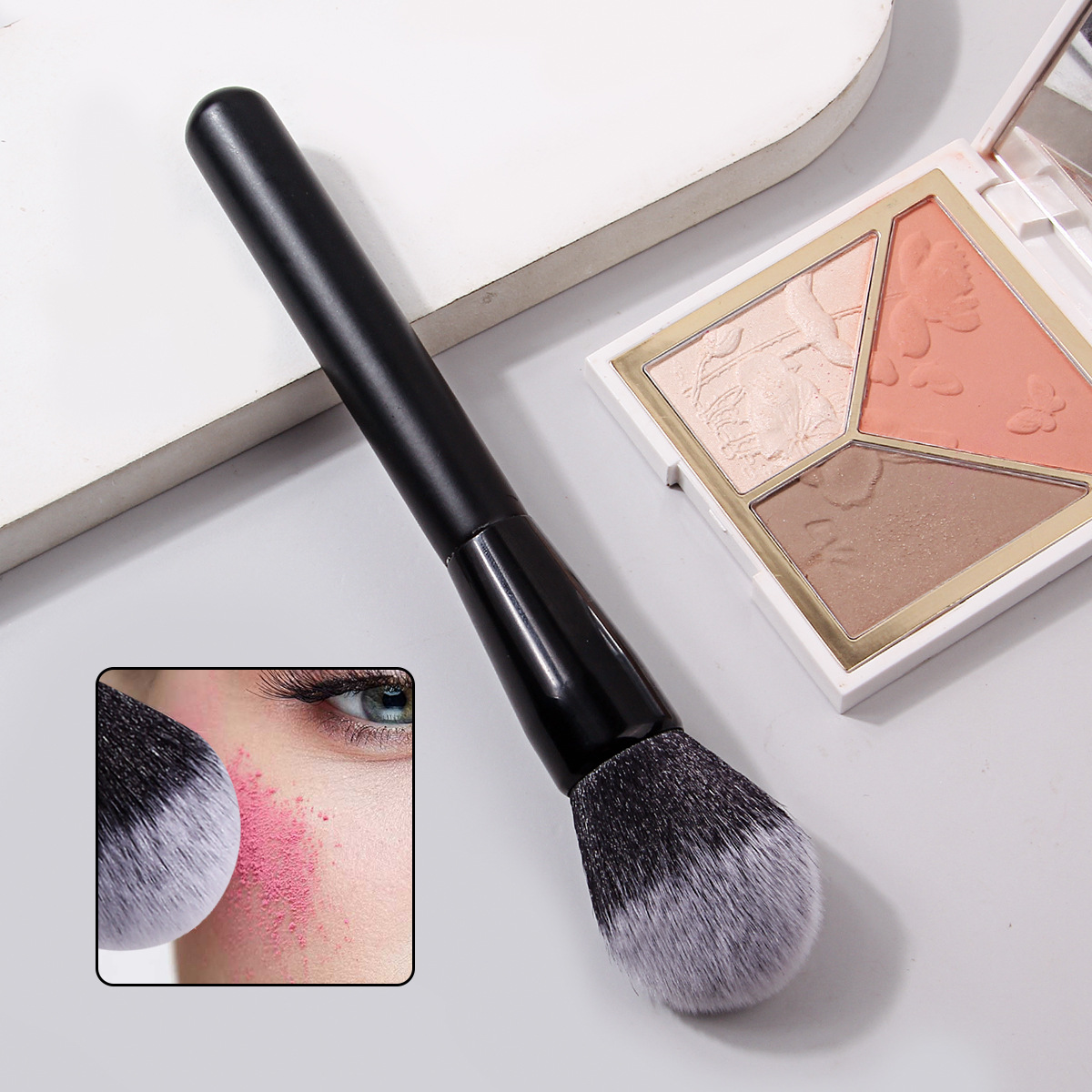 Wooden handle single loose brush large round head setting honey brush non-shedding makeup brush professional makeup brush wholesale price details Picture