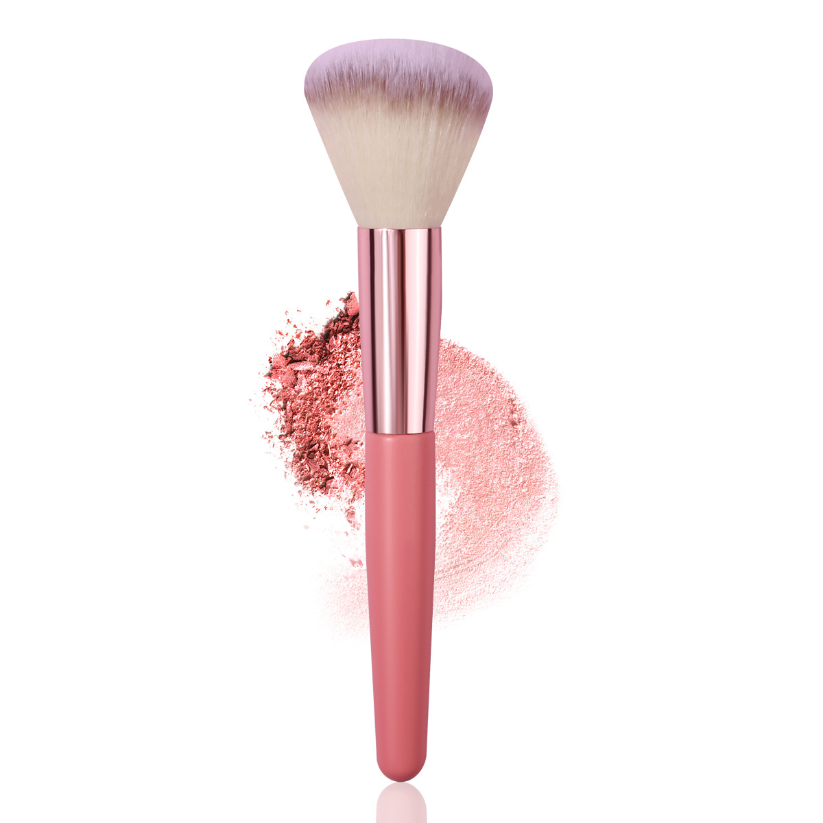 Pink wooden-handled makeup brush, soft-bristled powder brush, blush brush, honey brush, portable and multi-purpose facial beauty tool Item Picture