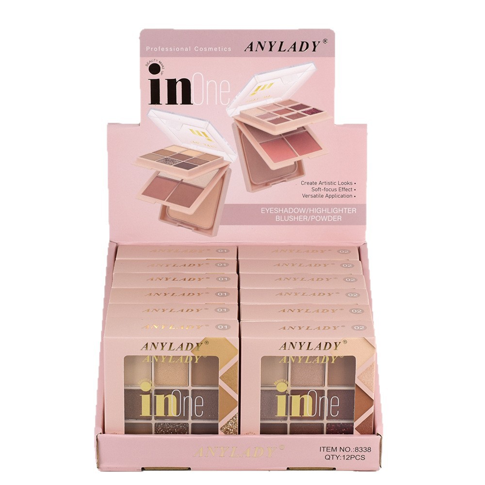 8338 Three-layer Makeup Palette with eyeshadow, blush, highlight and powder compacts for export and foreign trade [ANYLADY] New style Item Picture