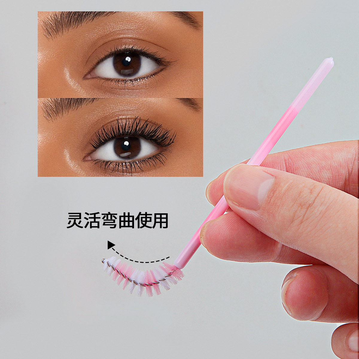 New cross-border rainbow gradient mascara brush, dual-purpose eyebrow brush, portable colored mascara comb and makeup brush tool Specification drawing