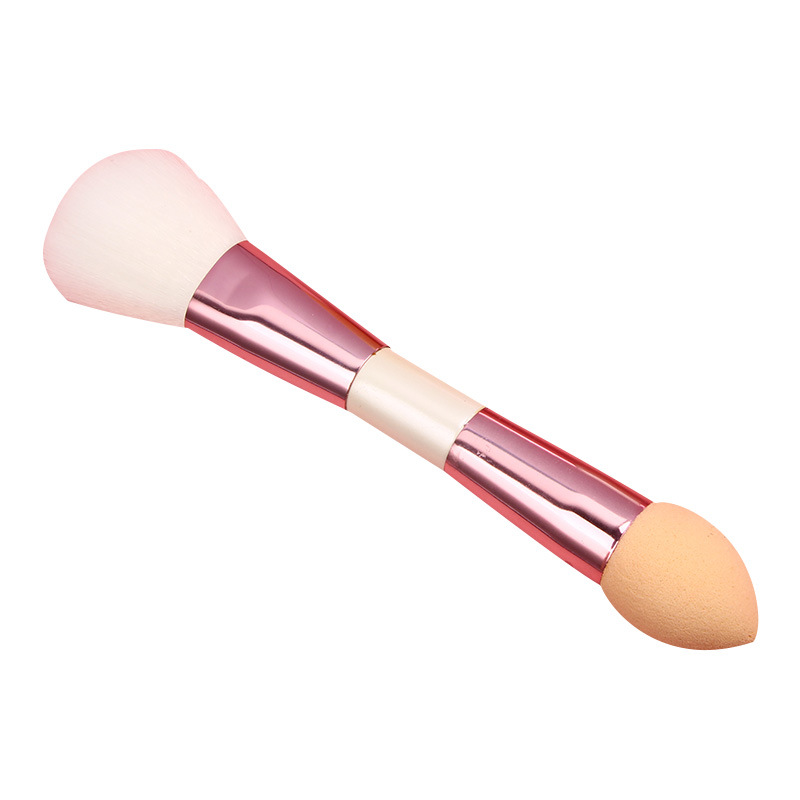 Single multi-functional blush brush, double-head sponge brush, setting powder brush, portable beauty tools for beginners wholesale Item Picture