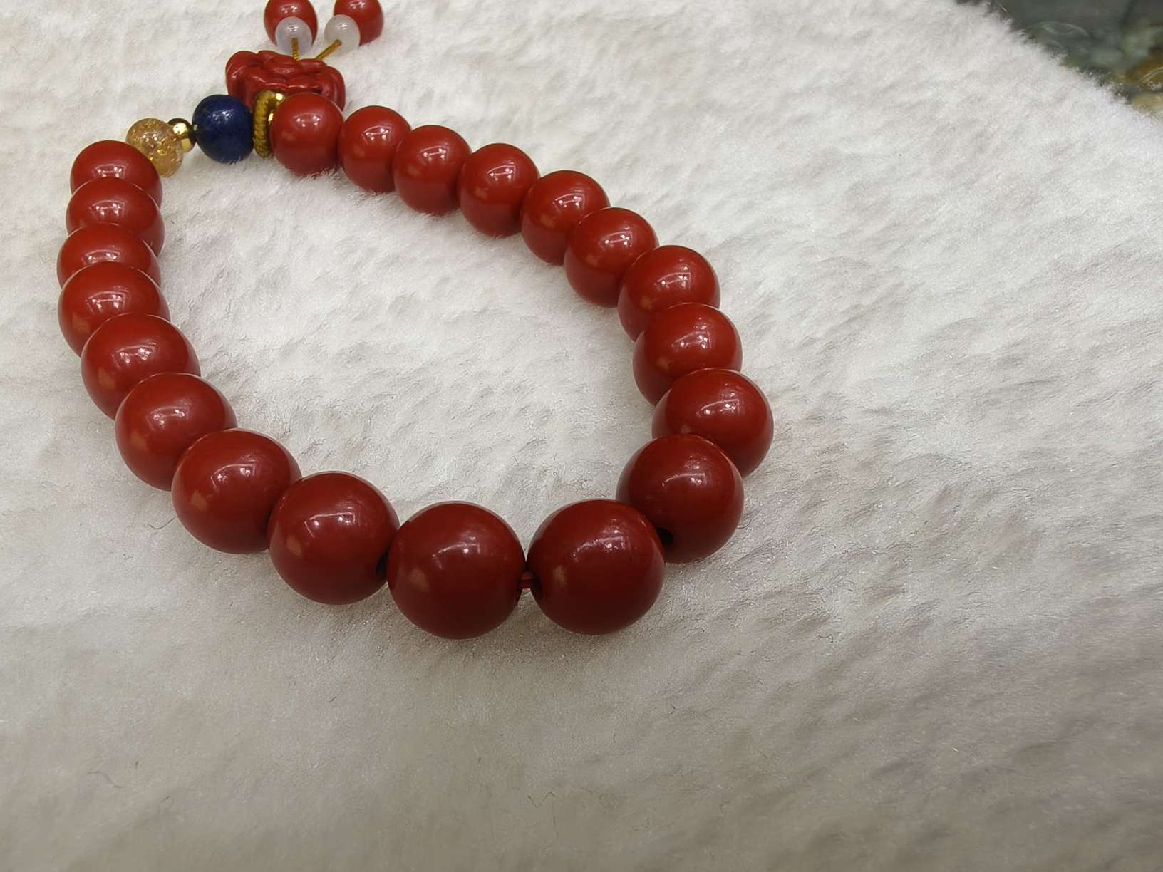 New Chinese-style cinnabar bracelet flower pendant, retro and simple purple gold sand bracelet, niche accessory for women details Picture