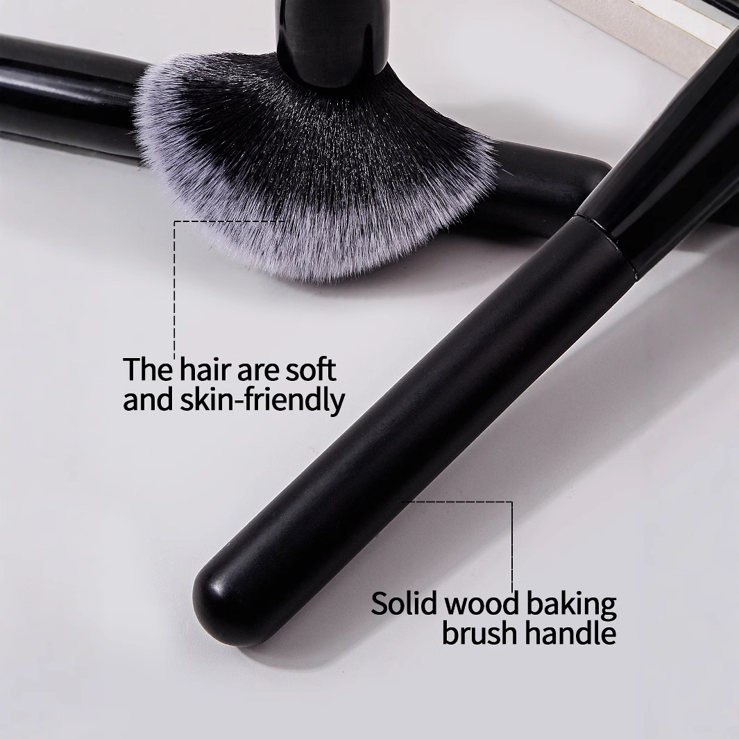 Wooden handle single loose brush large round head setting honey brush non-shedding makeup brush professional makeup brush wholesale price Specification drawing
