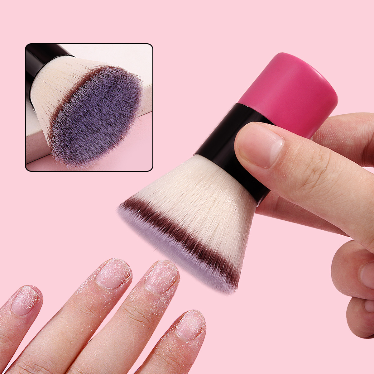 New short wooden handle rose red flat-head foundation liquid makeup brush, facial base makeup brush, daily makeup and beauty brush in stock full figure