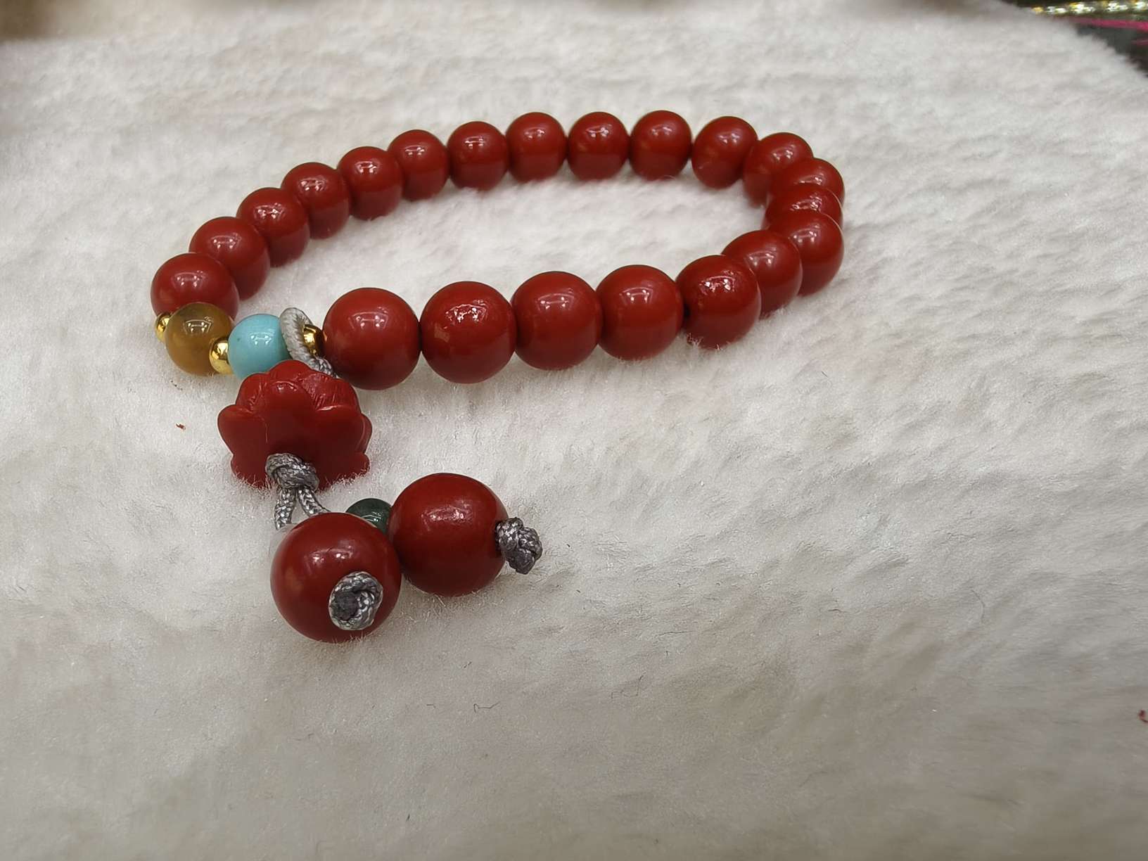 New Chinese-style cinnabar bracelet, lotus pendant, retro and simple purple gold sand bracelet, niche accessory for women