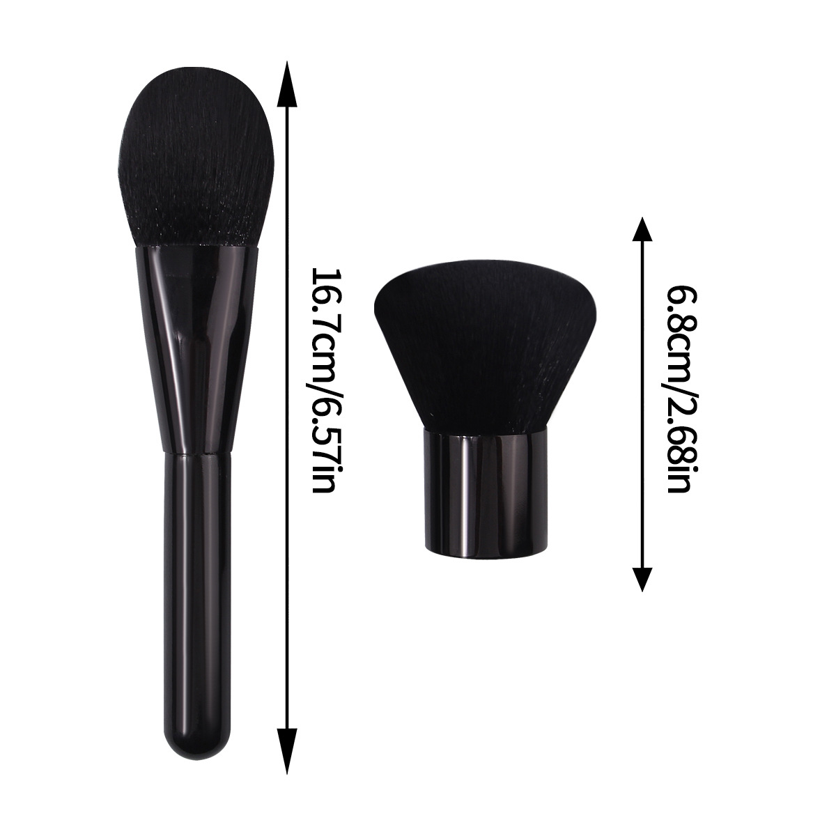 Black soft-bristled makeup brush, tongue-shaped foundation brush, mask brush, portable mushroom-shaped base loose powder and loose powder setting brush in stock Item Picture