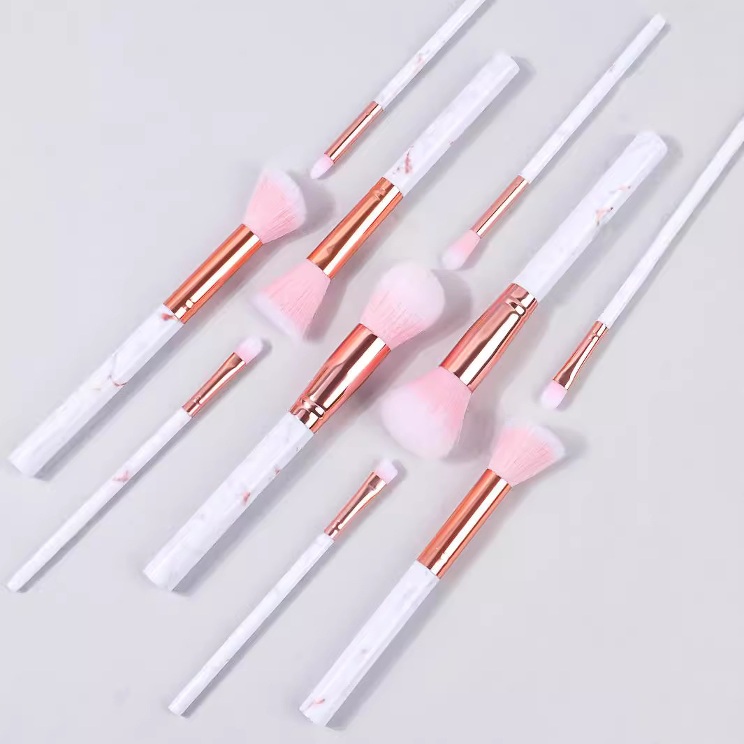 10 marble pink makeup brush sets, eyeshadow brush sets, blush brushes, loose powder brushes, contouring brushes, and highlight brushes details Picture