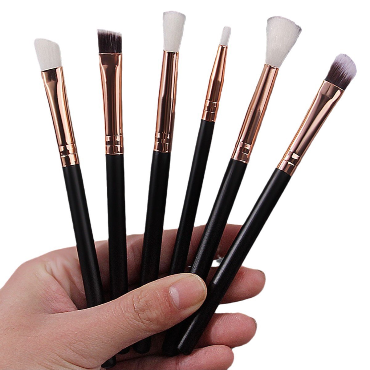 6 Eye makeup set brushes, eyeshadow brushes, smudging brushes, quality wooden-handled color brushes, multi-functional makeup brush tools in stock Item Picture