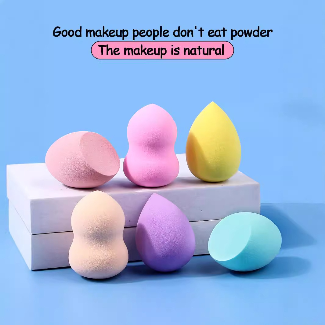 Dry and wet dual-purpose sponge beauty egg cushion powder puff, extremely soft, non-powder-eating makeup gourd water drop, diagonally cut, multi-color mixed mix details Picture
