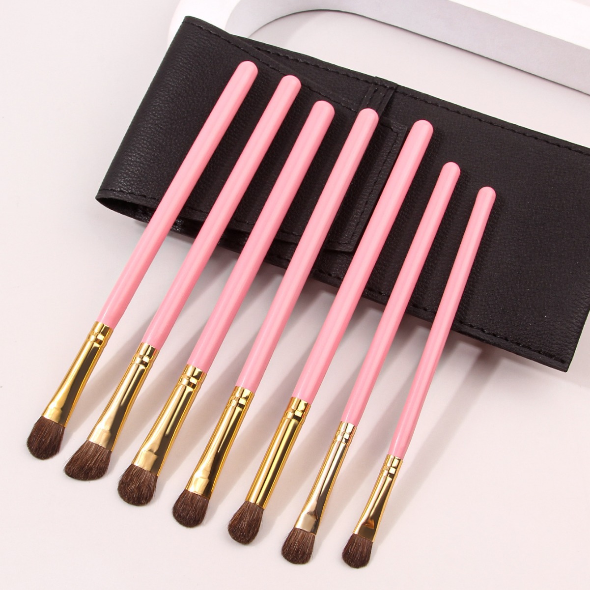 PU packaging 7-piece horsehair eyeshadow brush Eye detail makeup brush set, complete set of eyeshadow brushes in stock for wholesale Specification drawing