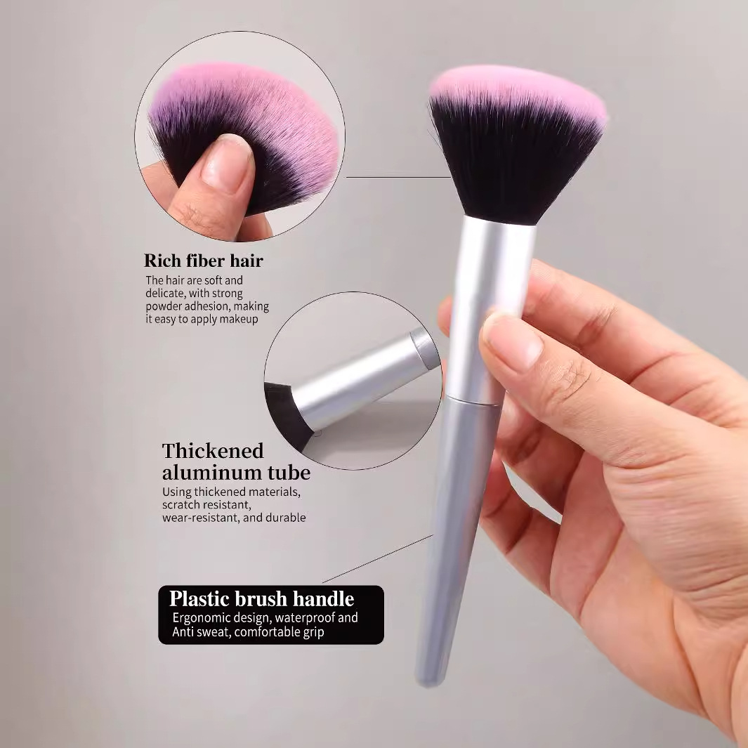 12 silver-gray facial makeup brushes in stock for beginners, a complete set of soft bristles that are easy to carry, loose powder concealer brushes and eyeshadow brushes details Picture