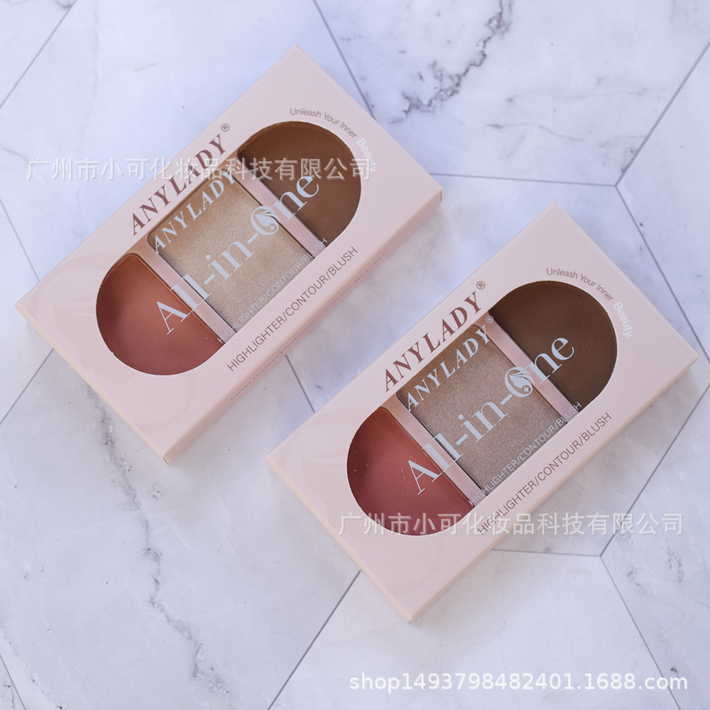 8475 Export Cross-border [ANYLADY] Three-color Blush Highlighter Contour Makeup Set New Style Application Scenario