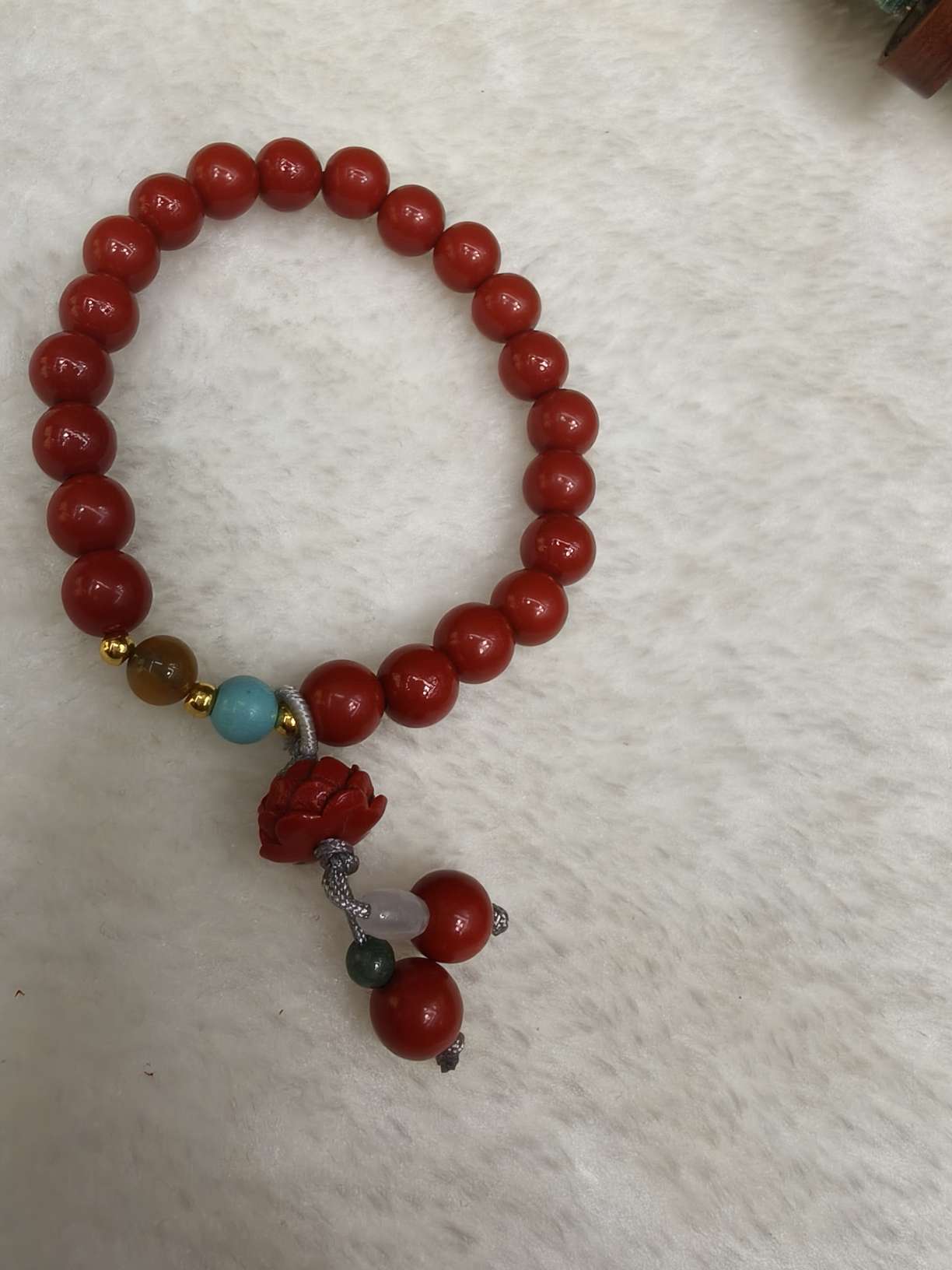 New Chinese-style cinnabar bracelet, lotus pendant, retro and simple purple gold sand bracelet, niche accessory for women Item Picture