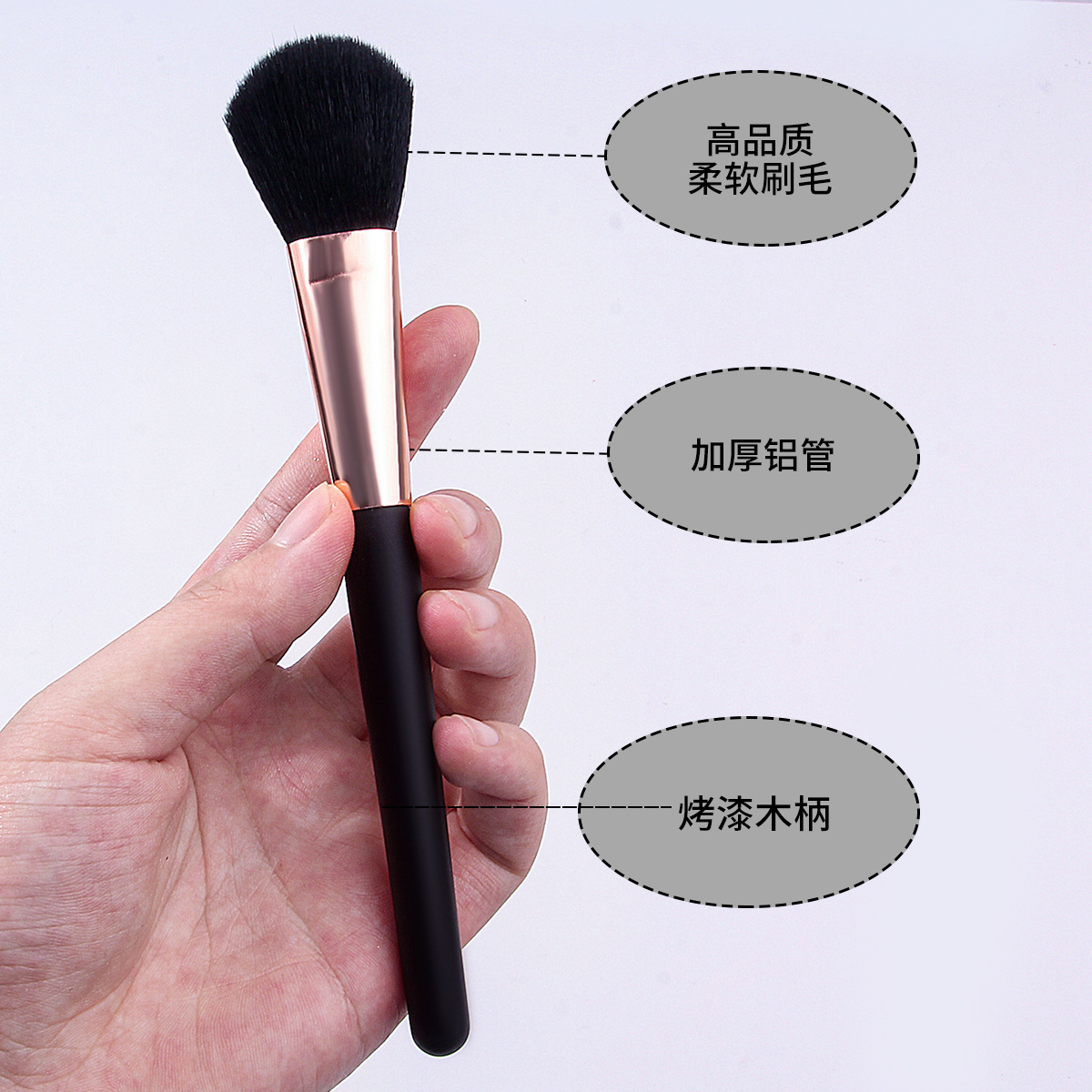 Cross-border best-selling high-quality concealer brushes, brightening brushes, mid-highlight brushes, nasolabial folds and tear troughs multi-functional brushes are sold directly from the manufacturer Specification drawing