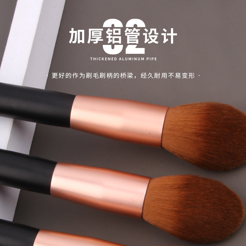 Single flame high-gloss brush, wooden handle soft bristle brightening brush, one facial smudging brush, beauty tools wholesale Specification drawing