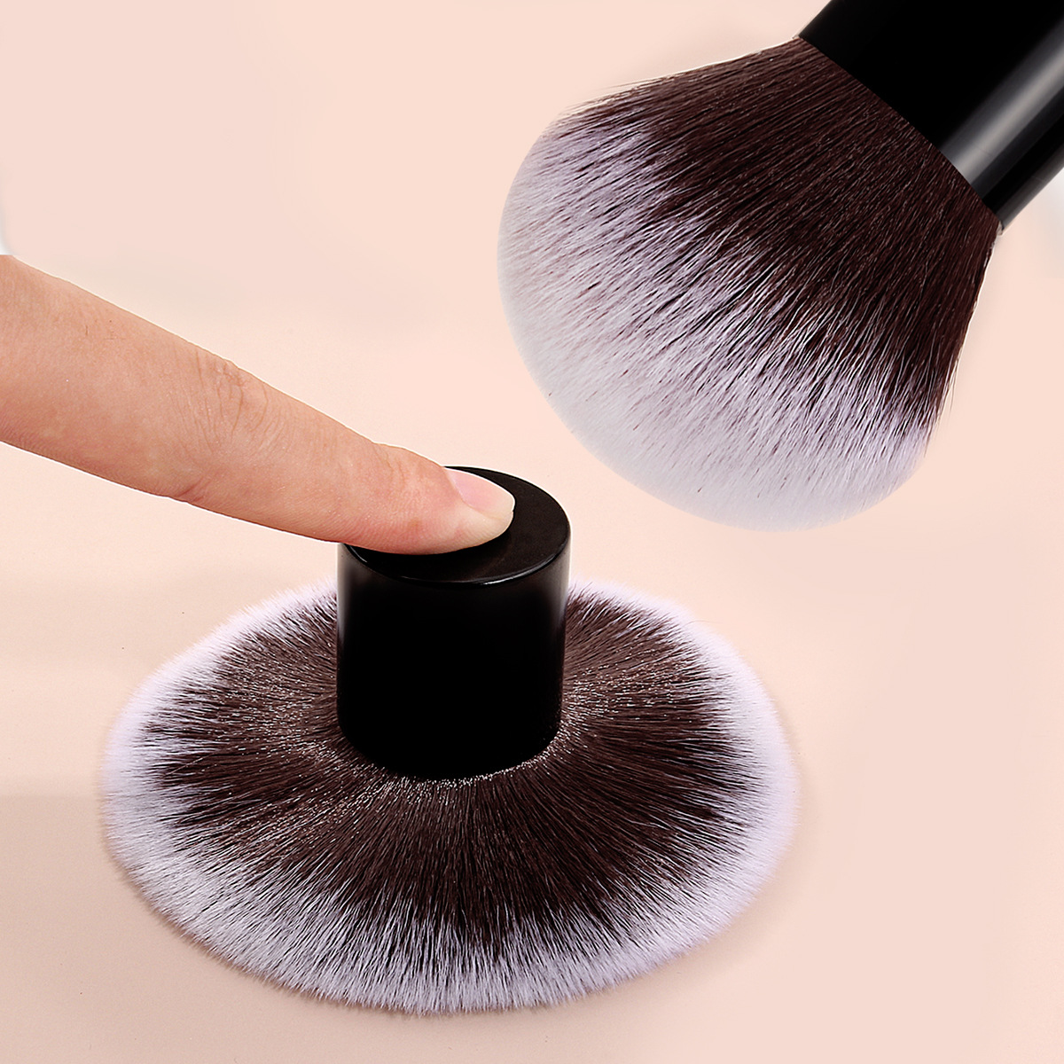 Cross-border best-selling single kabuki mushroom brush head makeup brush, large round head loose brush, portable for LOGO engraving Specification drawing