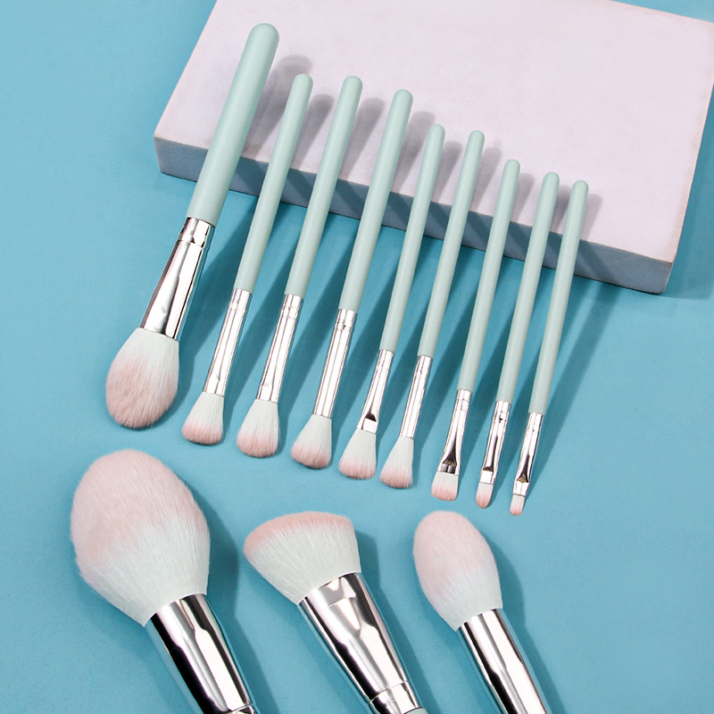 12-piece makeup brush PU packaging set, InS-style light blue eyeshadow brush, lip brush and blush brush, factory direct sales Specification drawing