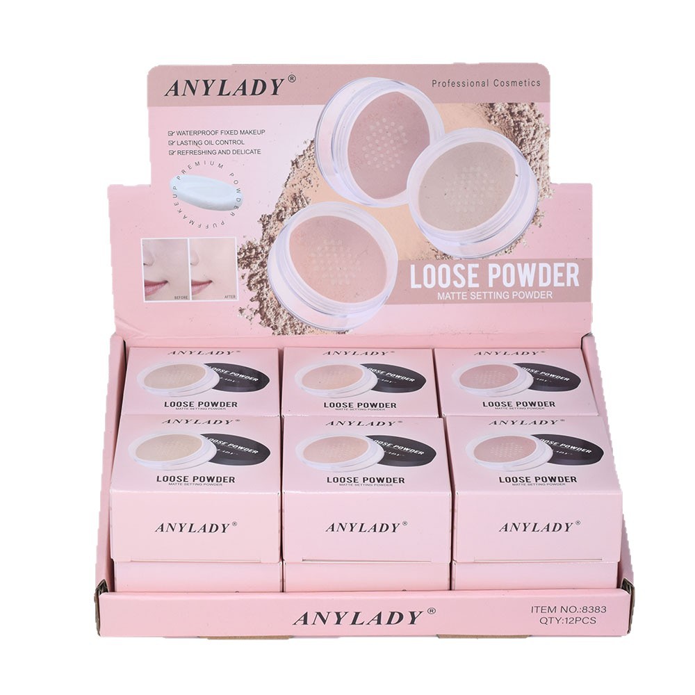 "8383 Setting LOOSE POWDER and Loose Powder [ANYLADY] Three-color Mix without Smudging Loose Powder for export. Item Picture