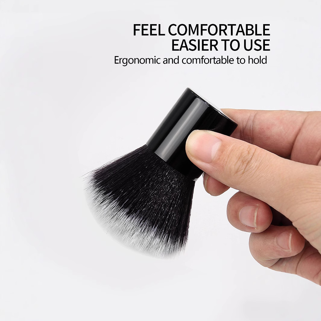 Black aluminum tube large loose powder and honey powder professional makeup brush, easy to place, soft and does not absorb powder, blush high-gloss nail brush Specification drawing