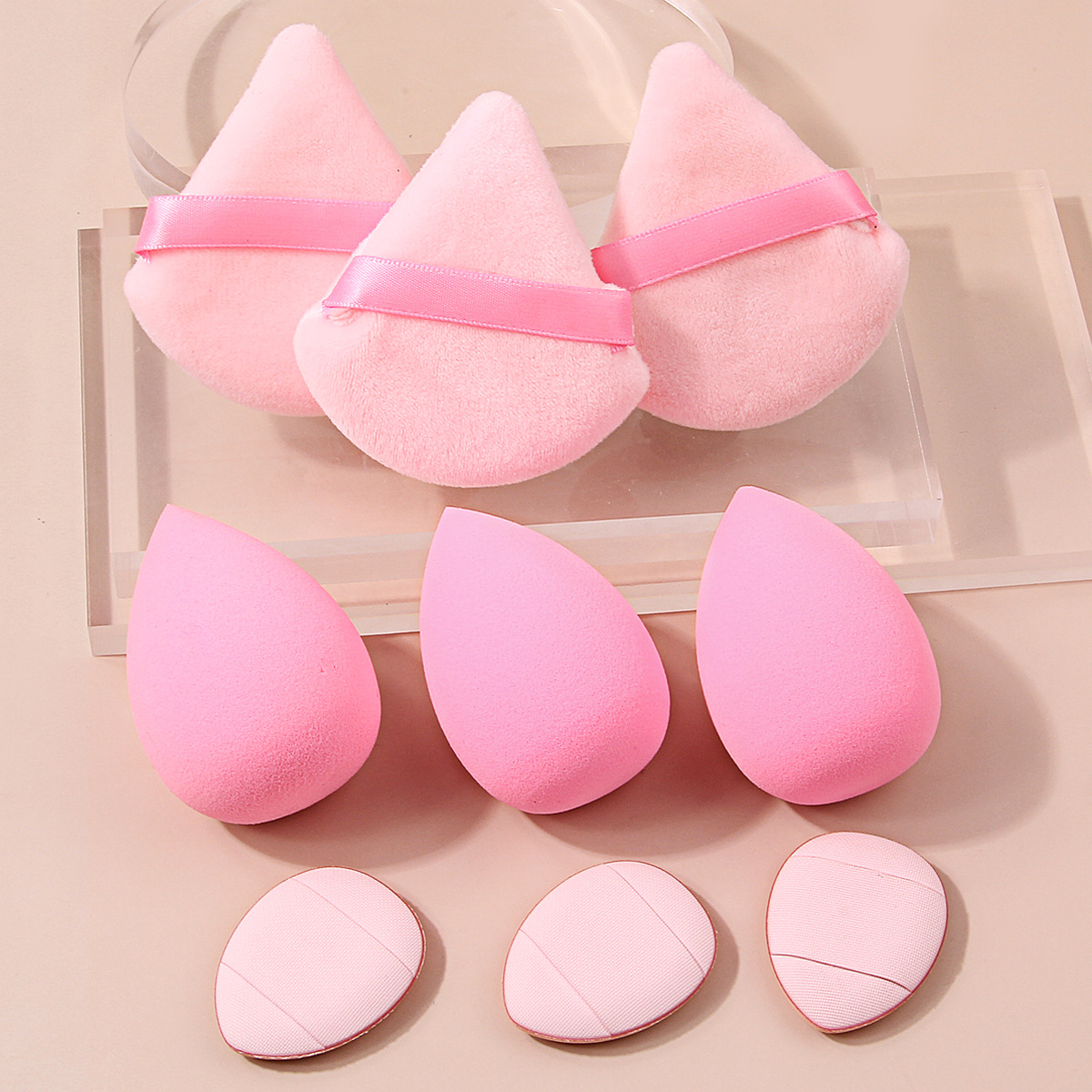 Portable triangular powder puff for setting, hand-hooked cotton honey powder, cushion powder puff, water drop sponge egg, thumb concealer powder puff full figure