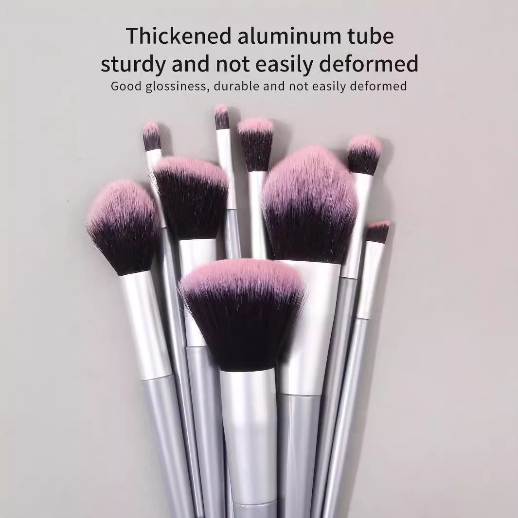 12 silver-gray facial makeup brushes in stock for beginners, a complete set of soft bristles that are easy to carry, loose powder concealer brushes and eyeshadow brushes Specification drawing