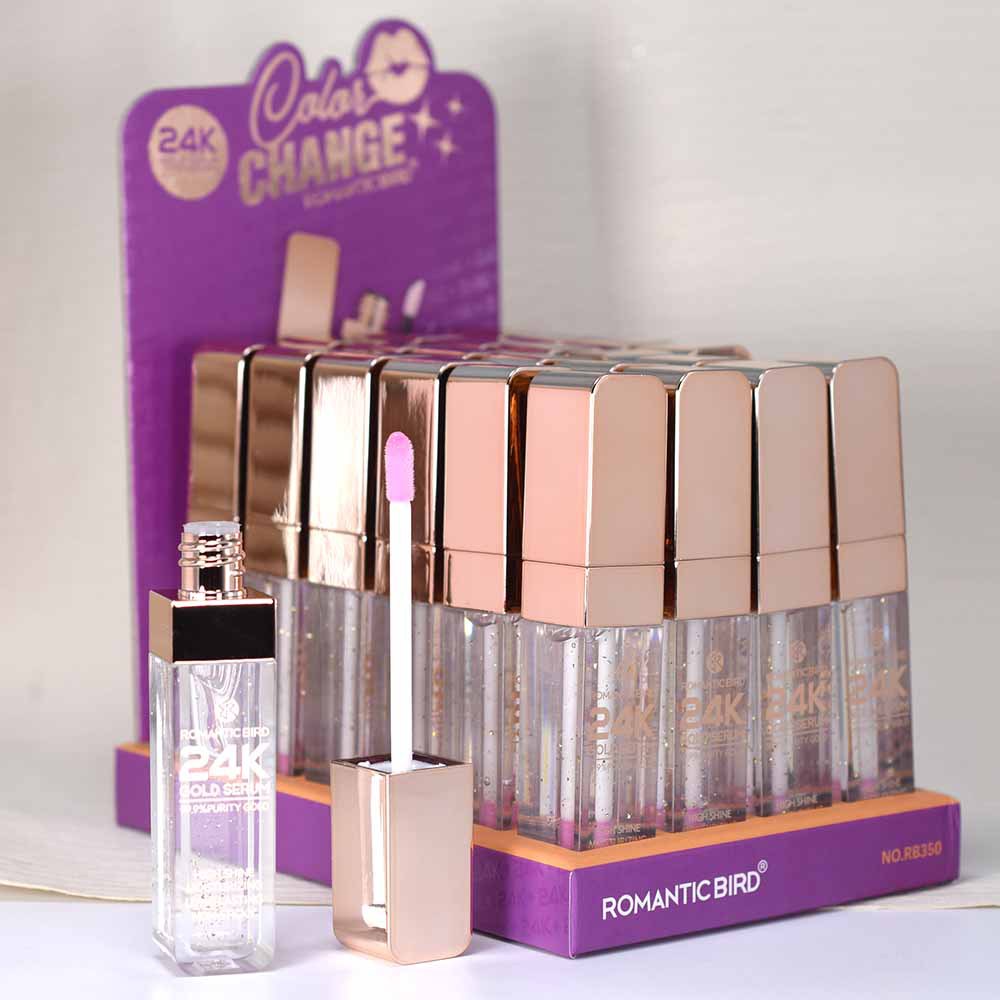 RB350 New ROMANTIC BIRD Gold Leaf Color-changing Moisturizing Lip Oil and Lip Gloss Magic lipoil full figure