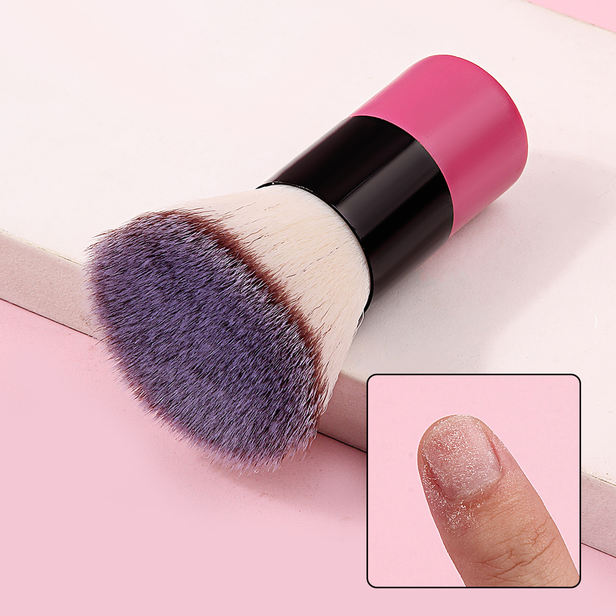 New short wooden handle rose red flat-head foundation liquid makeup brush, facial base makeup brush, daily makeup and beauty brush in stock Specification drawing